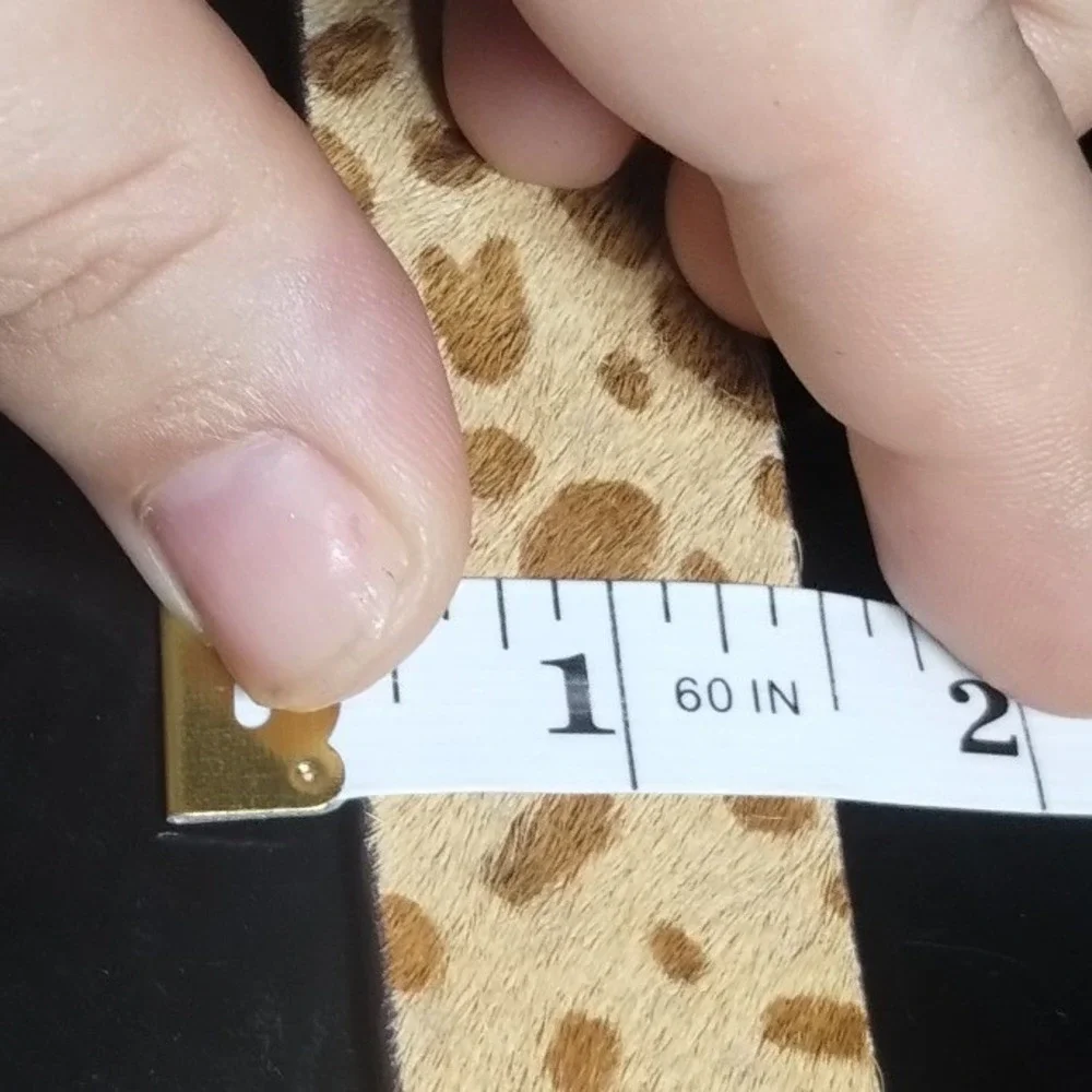Urban Outfitters Leopard Print Hair Calf Skinny Belt Tan Brown Small Brass Buckl